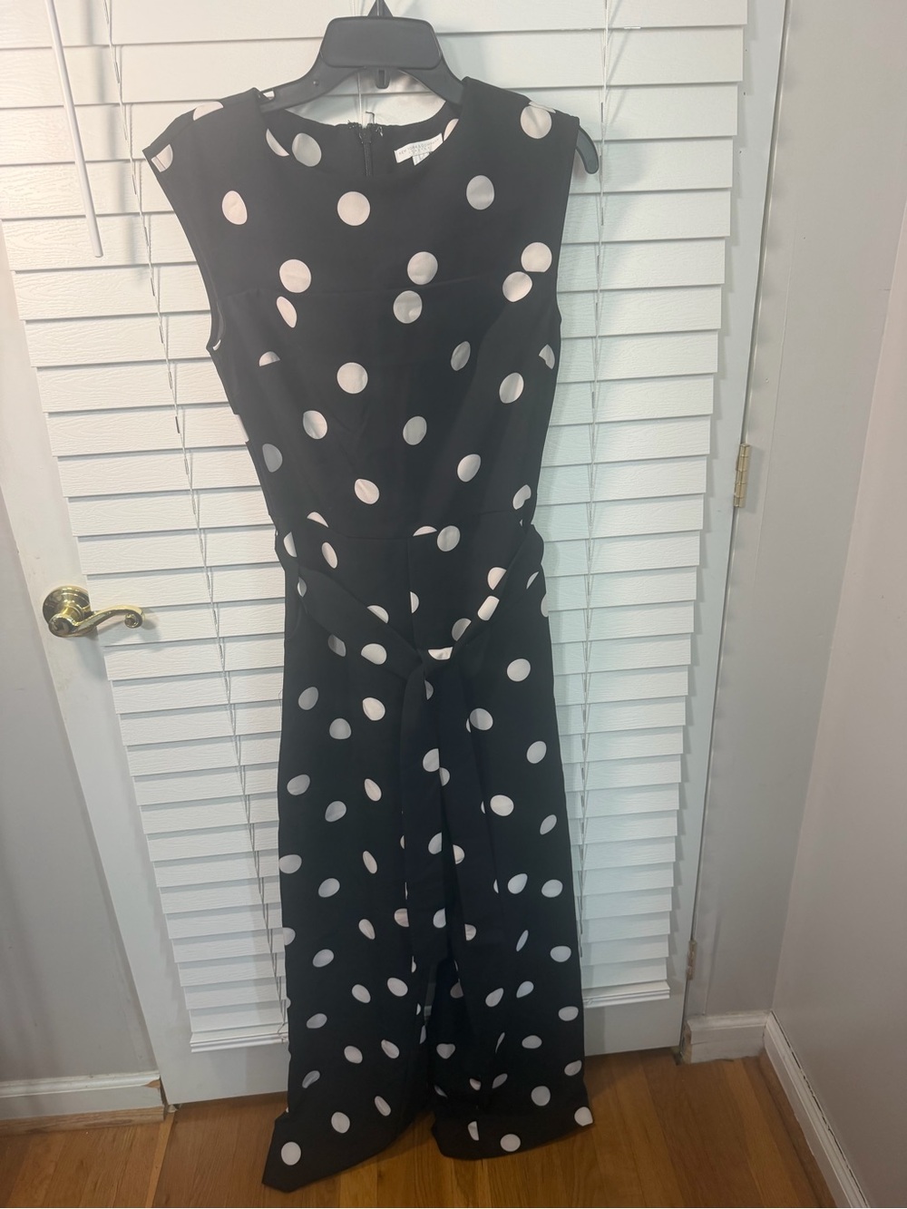New York & Company Black Polka Dot Jumpsuit